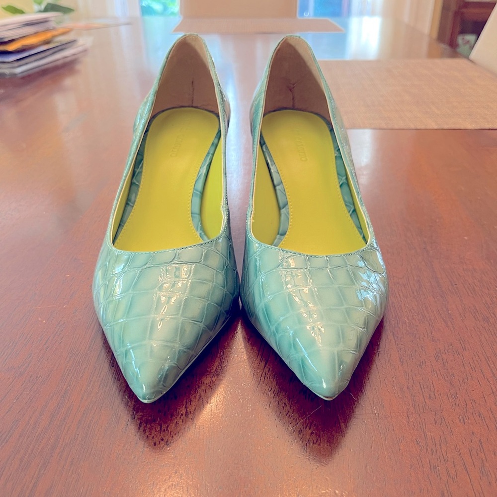 Vince Camuto Patent Leather Teal Heels—worn 1 time only!